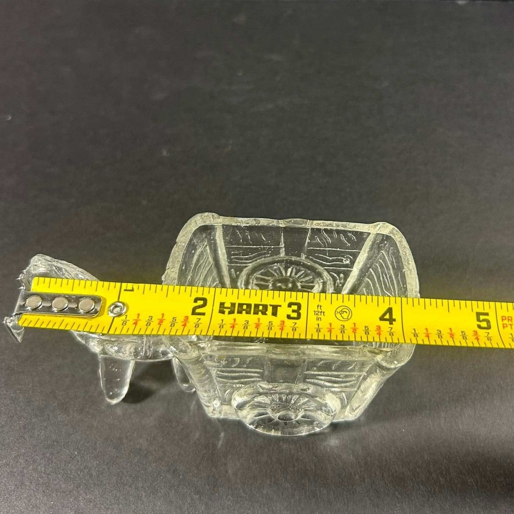 Jeanette Glass Donkey Cart Clear Toothpick Holder Vintage Pressed Glass Novelty - Picture 5 of 7